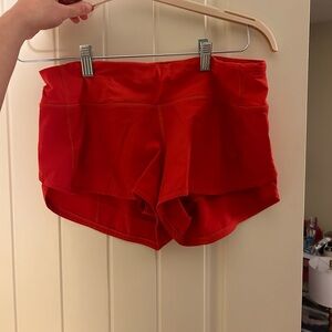 Red speed up lululemon shorts size 6. 2.5” inseam